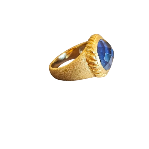 NWT - 18k Clad Gold and Faceted Blue Iolite Stone Ring - Size 8 - Picture 3 of 10